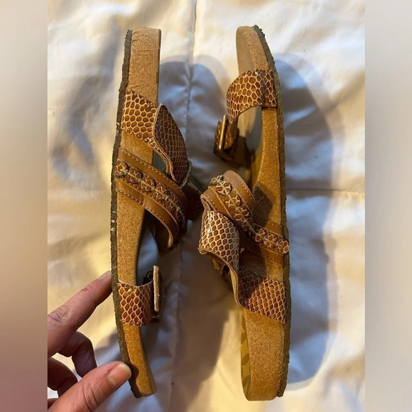 Revitalign Womens 11 Sofia Slide Sandals Brown Leather Snakeprint Cork Footbed - Picture 5 of 5